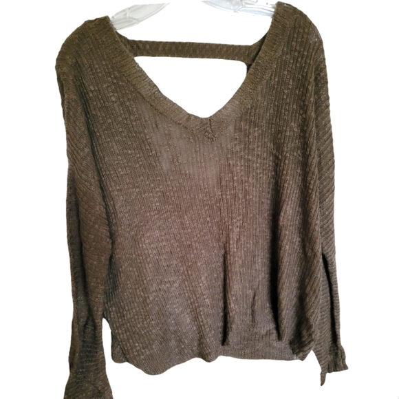 Rag Poets Brown Soft Low Back Slouchy Sweater Size Medium - Picture 1 of 9